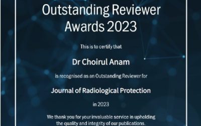 Outstanding Reviewer Awards for Dr. Anam from Journal Of Radiological Protection (JRP)