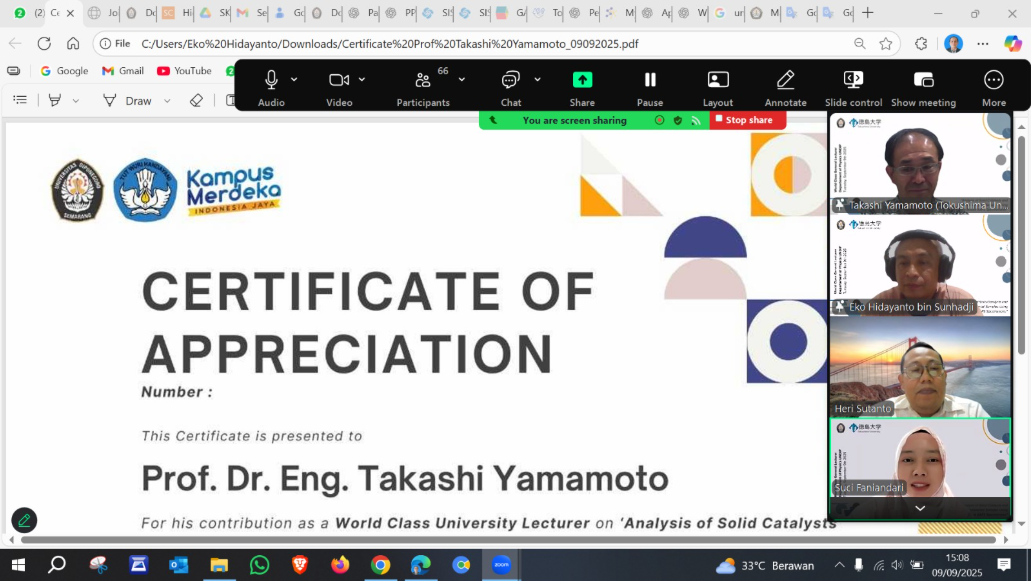 Kuliah Umum Internasional tentang Spektroskopi Serapan Sinar-X: Prof. Takashi Yamamoto Berbagi Wawasan di Universitas Diponegoro